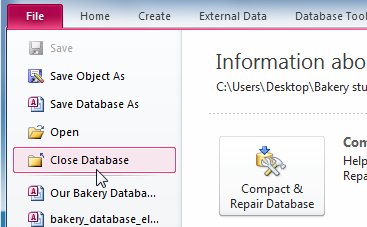 Closing a database
